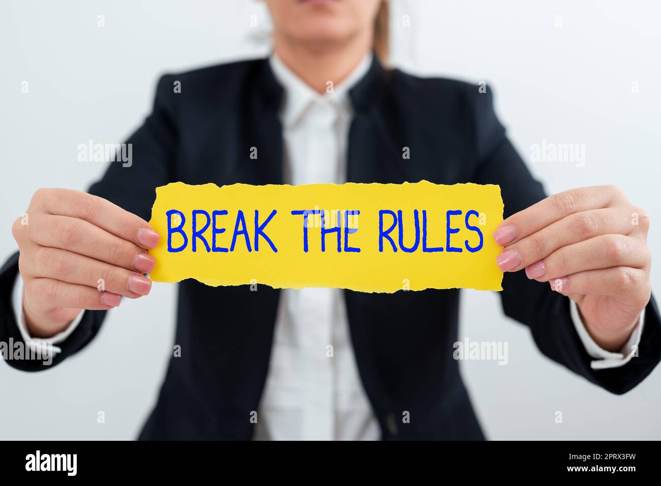 Writing displaying text Break The RulesTo do something against formal rules and restrictions. Business showcase To do something against formal rules and restrictions Stock Photo