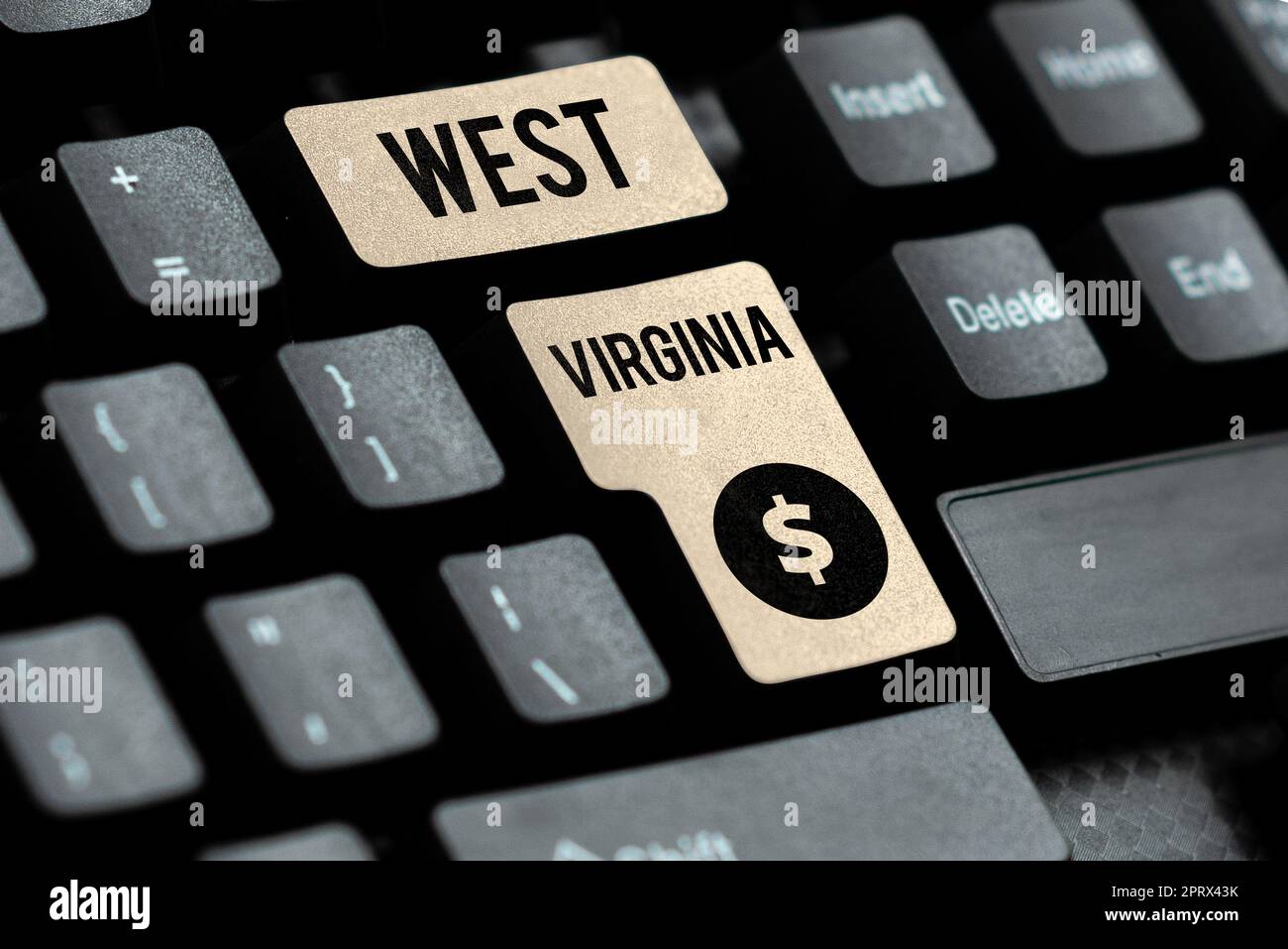 Text sign showing West Virginia. Word for United States of America State Travel Tourism Trip Historical Stock Photo