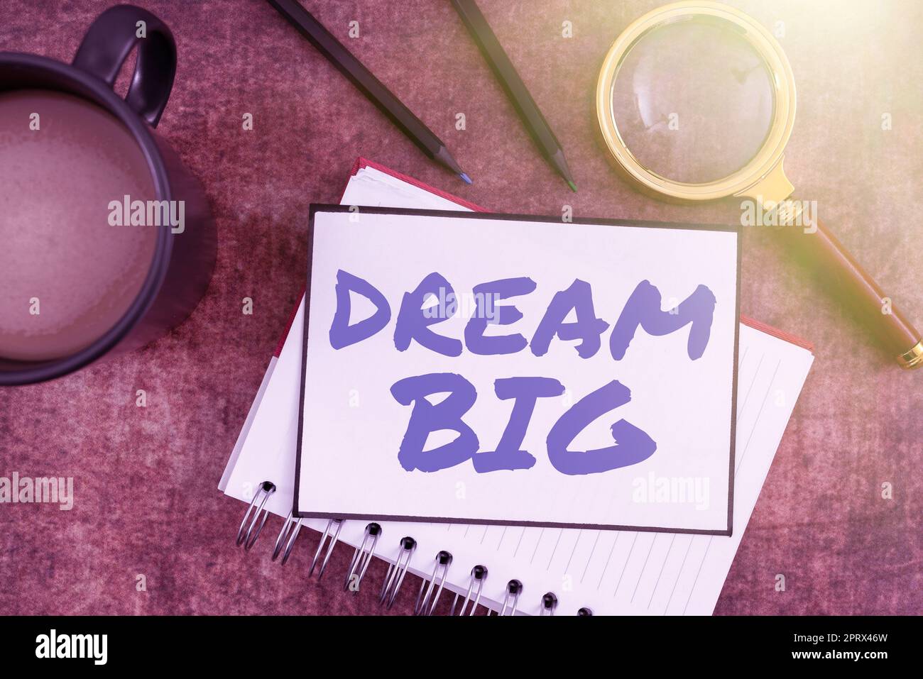 Writing displaying text Dream Big. Business overview To think of something high value that you want to achieve Stock Photo