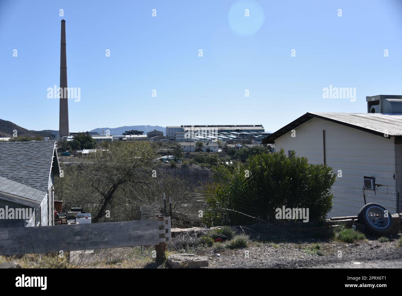 Hayden, AZ., U.S.A. February 24, 2018.  Founded in 1909 by the Kennecott Copper Corp. In 1912, the company built a 1,000 ft (300 m) smelter Stock Photo