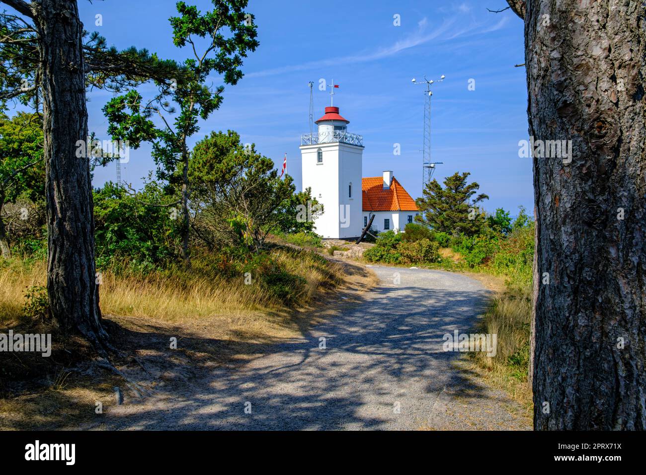 Hammer Odde Lighthouse at the northern tip of Bornholm Island, Denmark, Scandinavia, Europe. Stock Photo