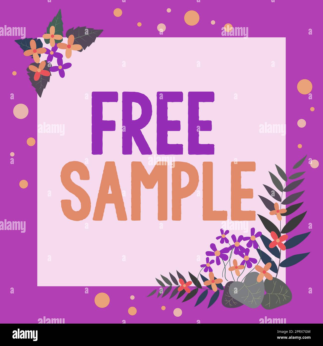 Conceptual display Free Sample, Word Written on portion of products