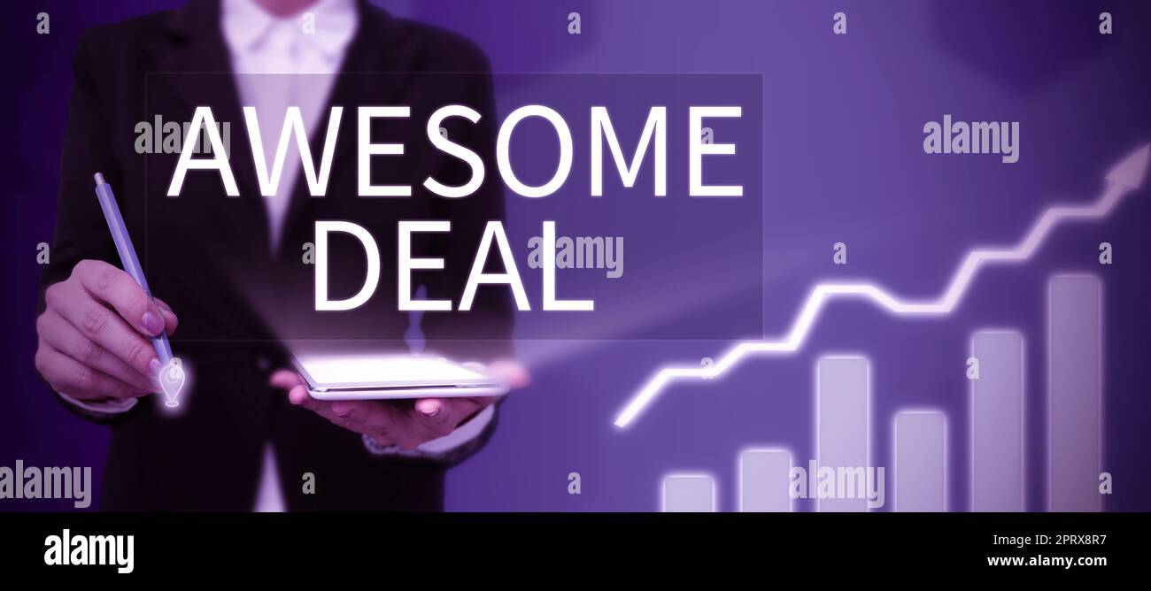 Writing displaying text Awesome Deal, Business idea impressive ...