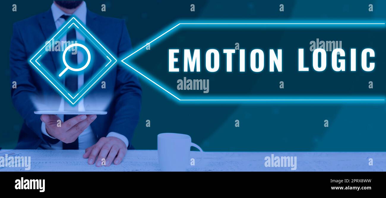 Sign displaying Emotion Logic, Business overview Heart or Brain Soul or Intelligence Confusion Equal Balance Stock Photo