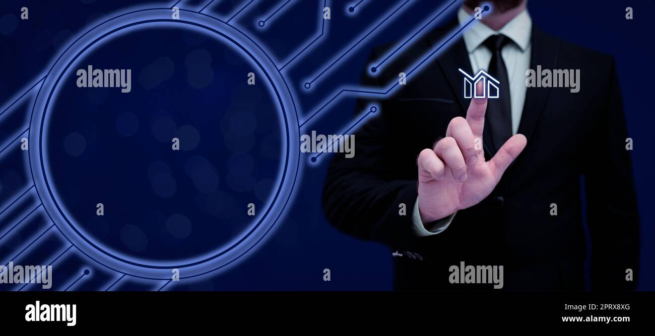 Business Man Presenting New Futuristic Technologies. Stock Photo