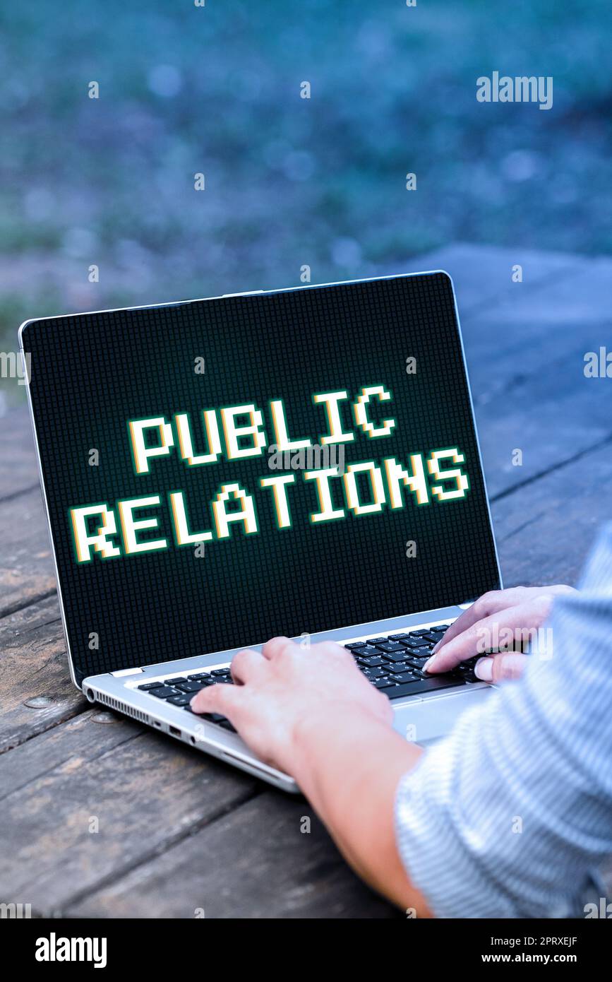 Text sign showing Public Relations, Internet Concept responsible for writing serverside web application logic Stock Photo