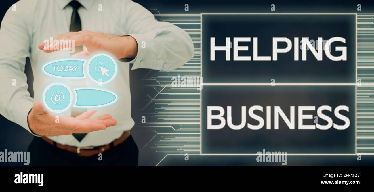 Writing displaying text Helping Business, Business approach ability of ...
