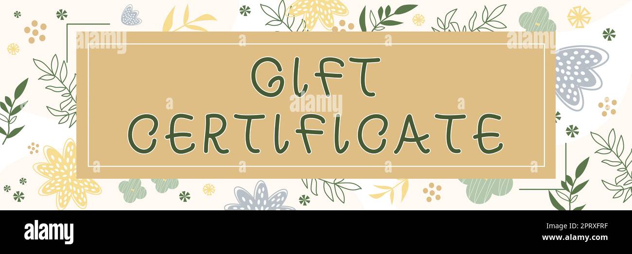 Text sign showing Gift Certificate, Concept meaning certificate