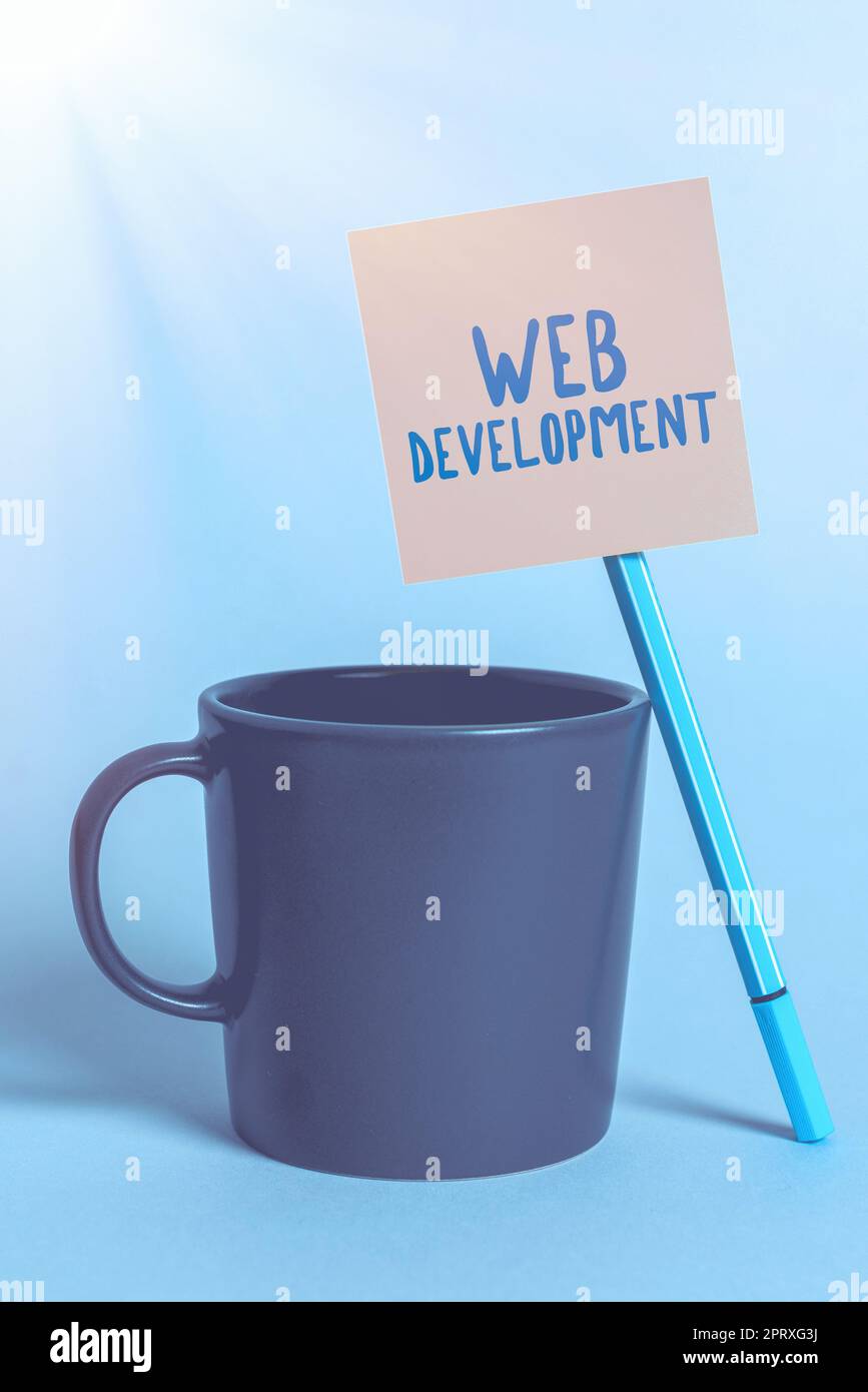 Text caption presenting Web Development, Business overview work involved in developing a website for the Internet Stock Photo