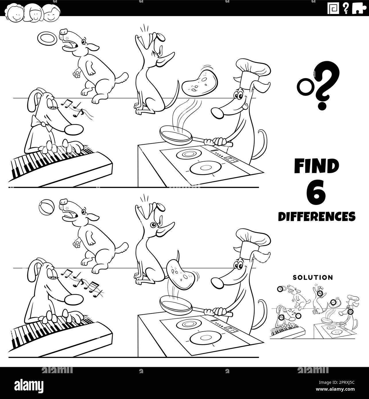 differences game with cartoon dogs coloring page Stock Vector Image ...