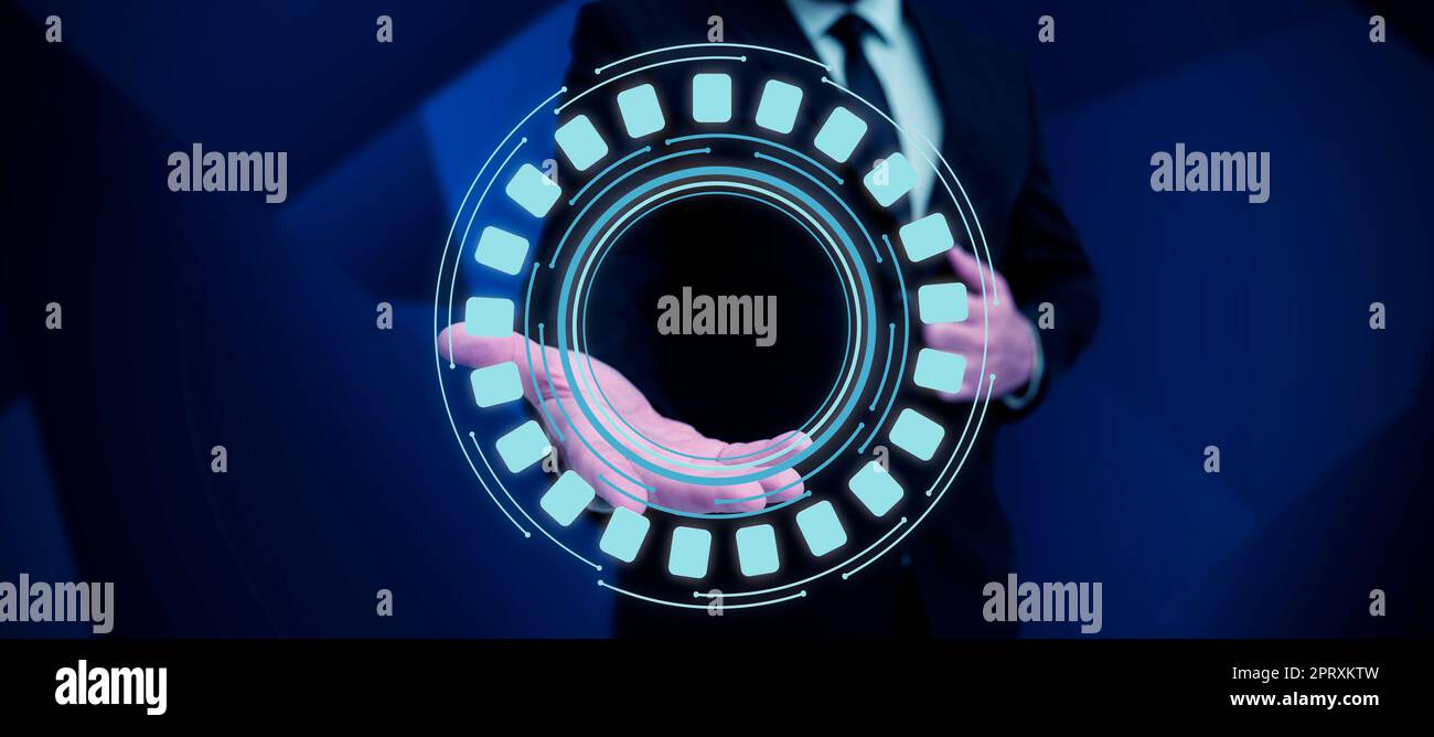 Business Man Presenting New Futuristic Technologies. Stock Photo