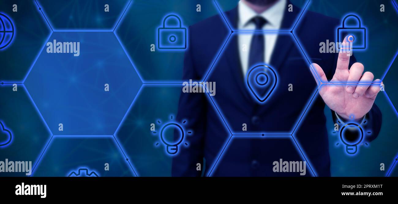 Business Man Presenting New Futuristic Technologies. Stock Photo