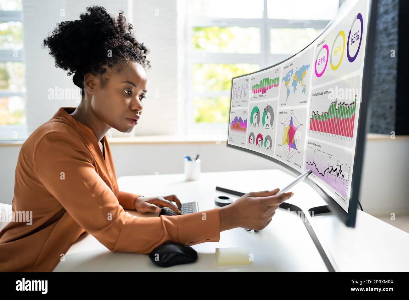 Financial Business Analytics Data Dashboard. Analyst Woman Stock Photo ...