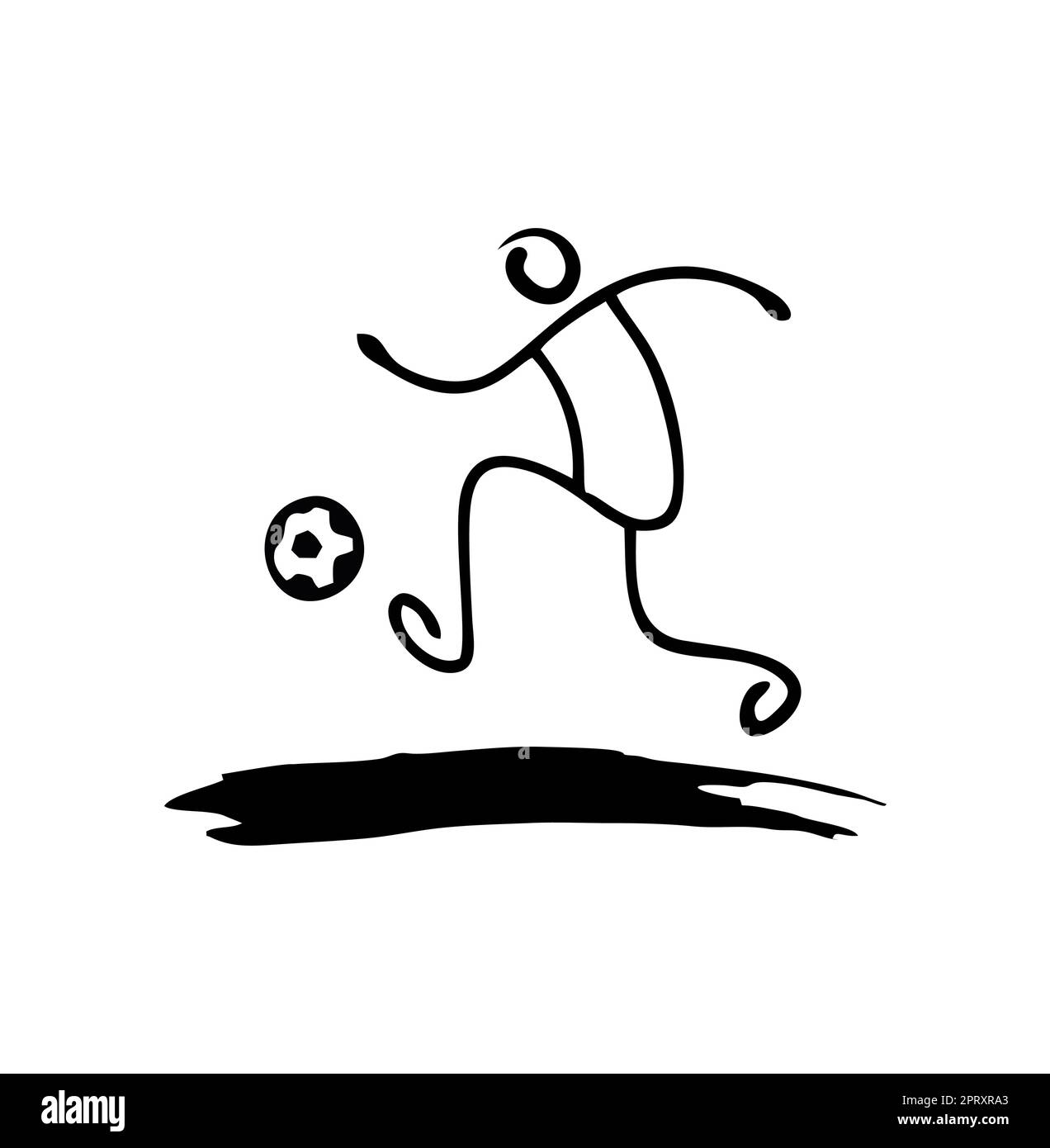 Stickman Dribbling Footbal Logo Sign Stock Vector