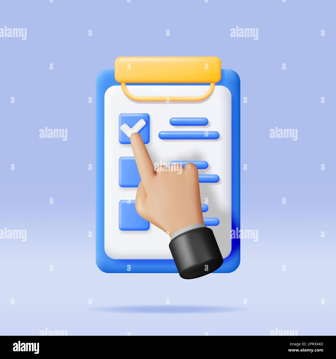 3D Paper Clipboard with Checklist Symbol and Hand Stock Vector Image ...