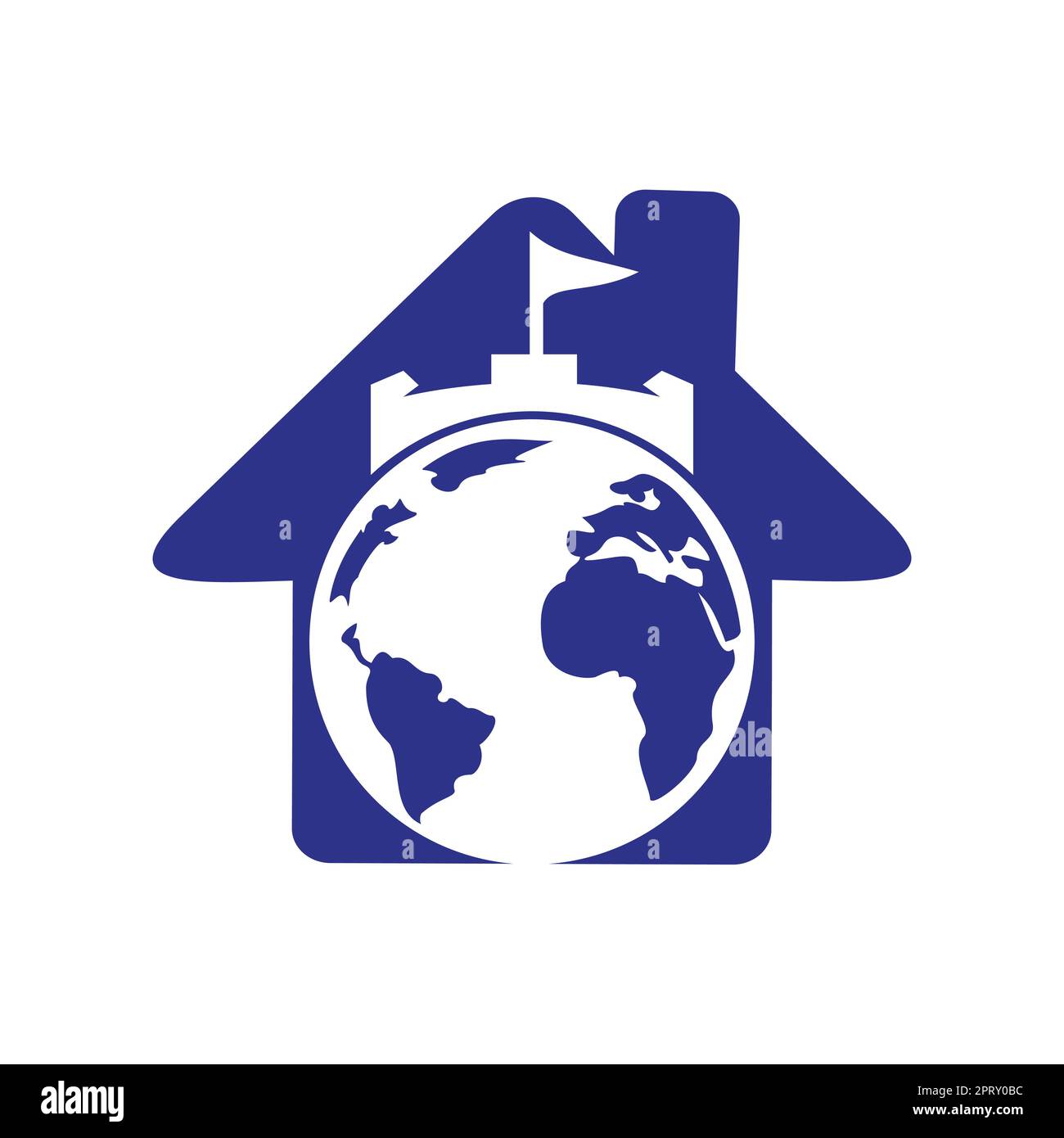 Castle globe vector logo design. Unique fortress and globe logotype ...