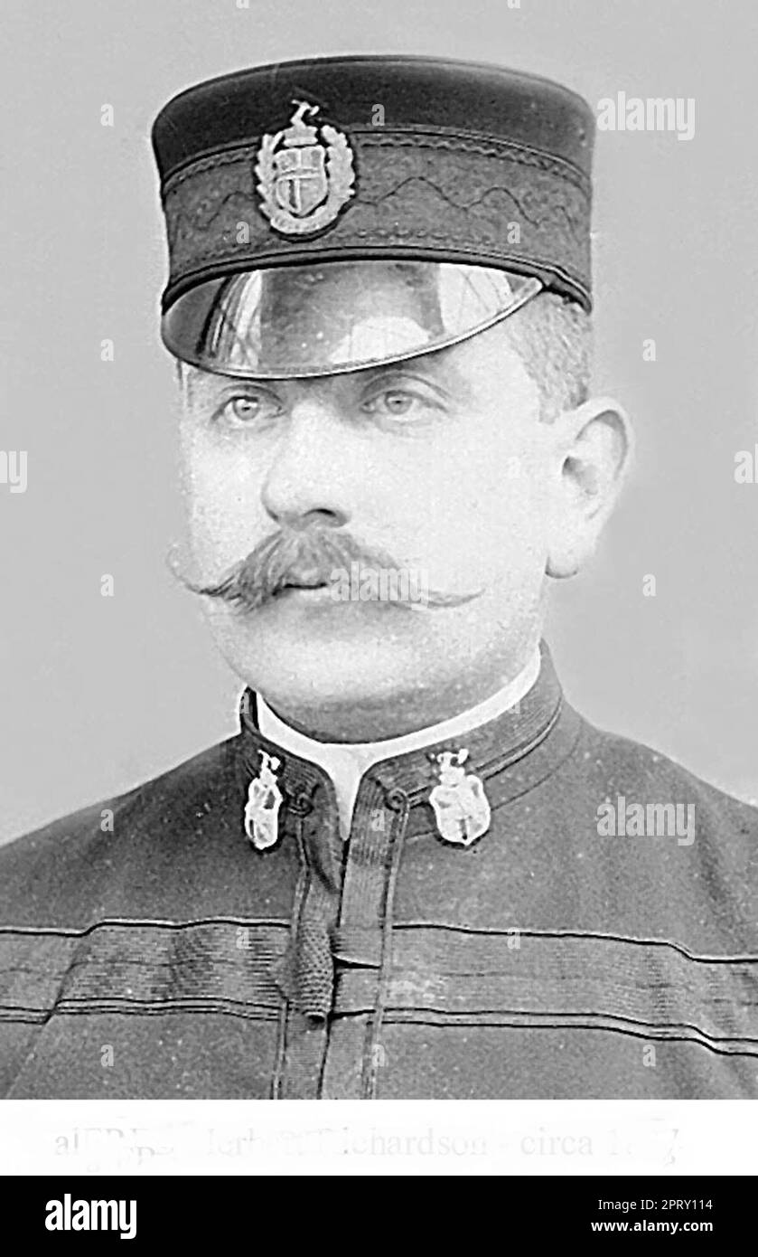 Alfred Herbert Richardson (1874–1951) was an English policeman. He joined the Birmingham City Police in 1890. He achieved very rapid promotion within this force and in 1901 became chief constable of Newcastle-under-Lyme, Staffordshire. Stock Photo