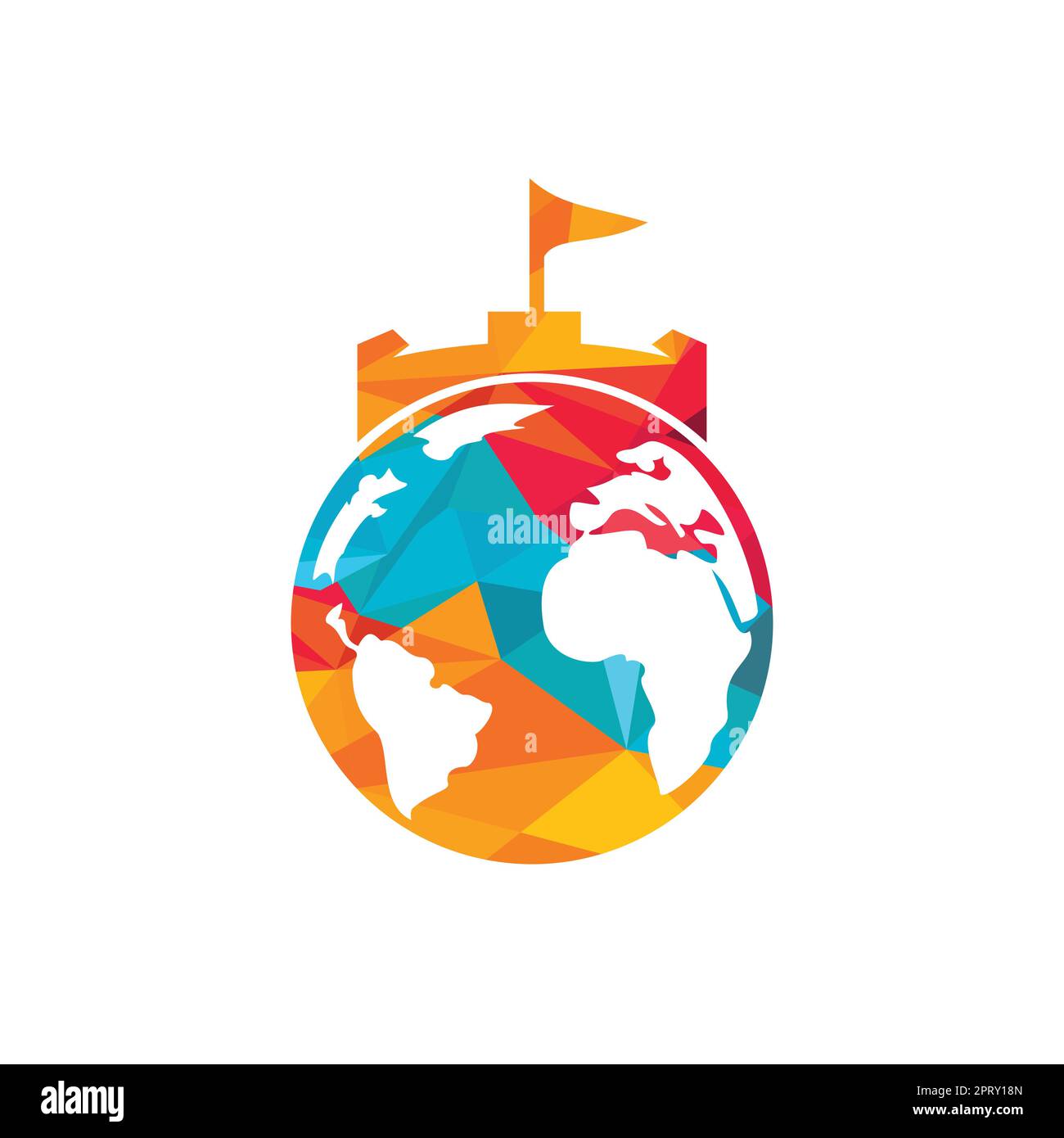 Castle globe vector logo design. Unique fortress and globe logotype ...