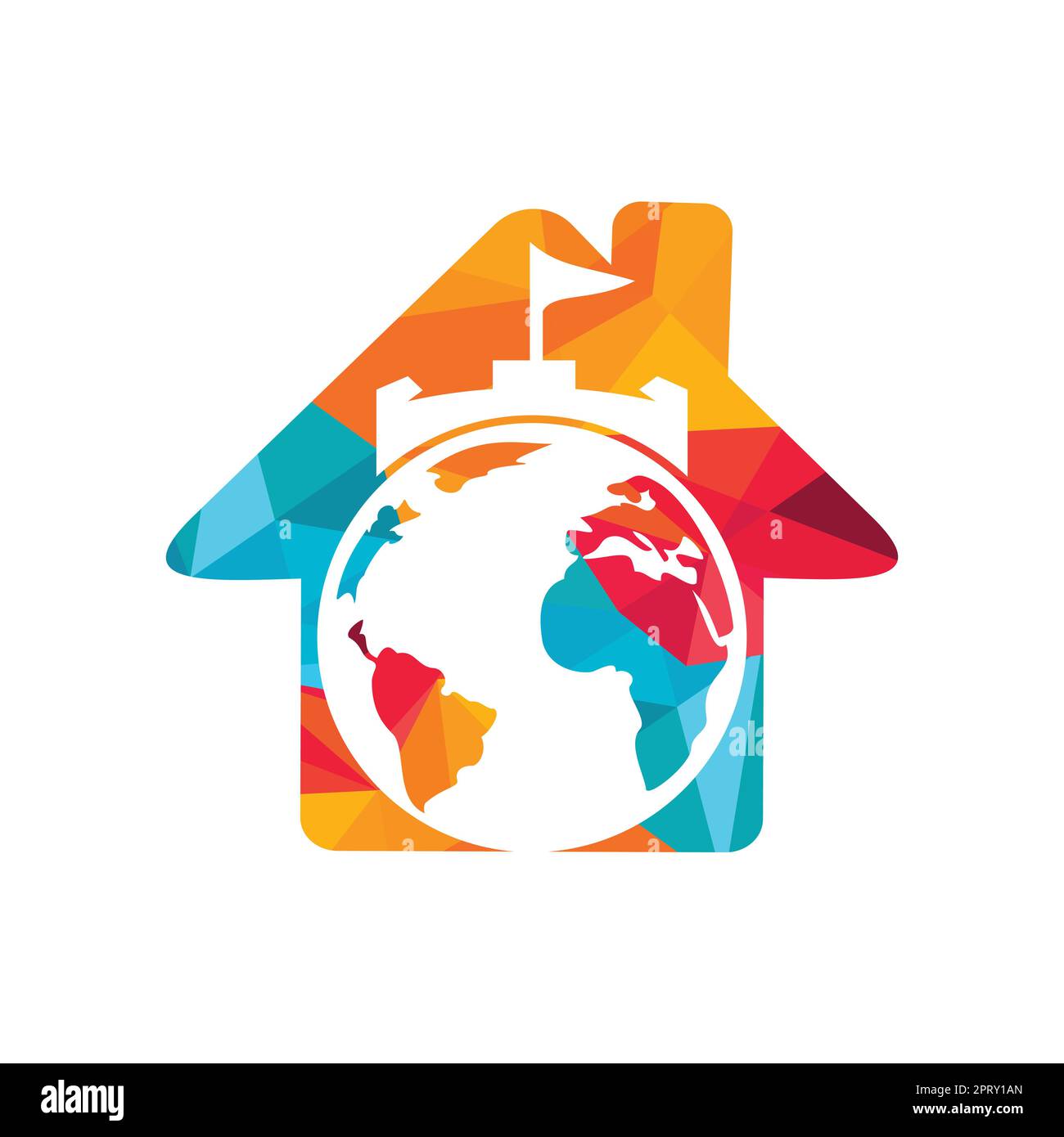 Castle globe vector logo design. Unique fortress and globe logotype ...