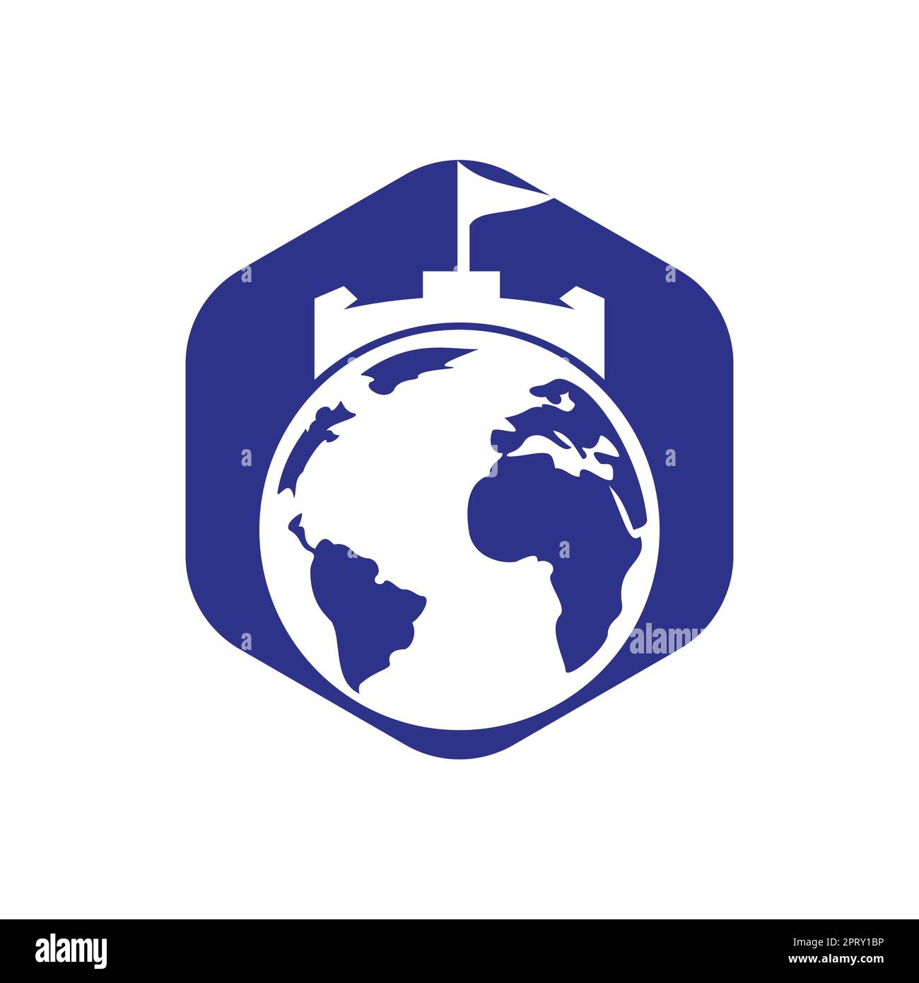 Castle globe vector logo design. Unique fortress and globe logotype ...