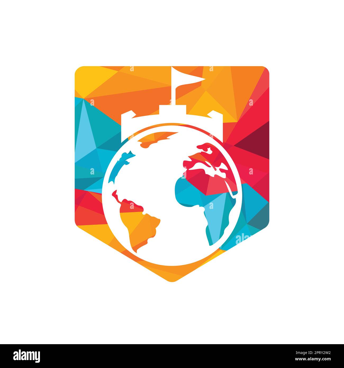 Castle globe vector logo design. Unique fortress and globe logotype ...