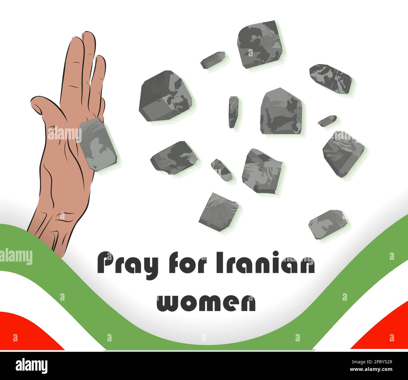 Poster against wearing the hijab, Iranian protest. Women's Protest in Iran. Inscription in Persian: be brave Stock Vector