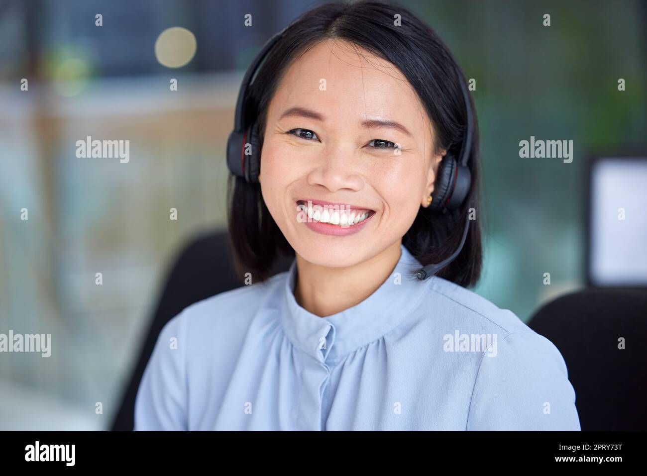 Call center, asian, woman and sales consultant with a smile for sales