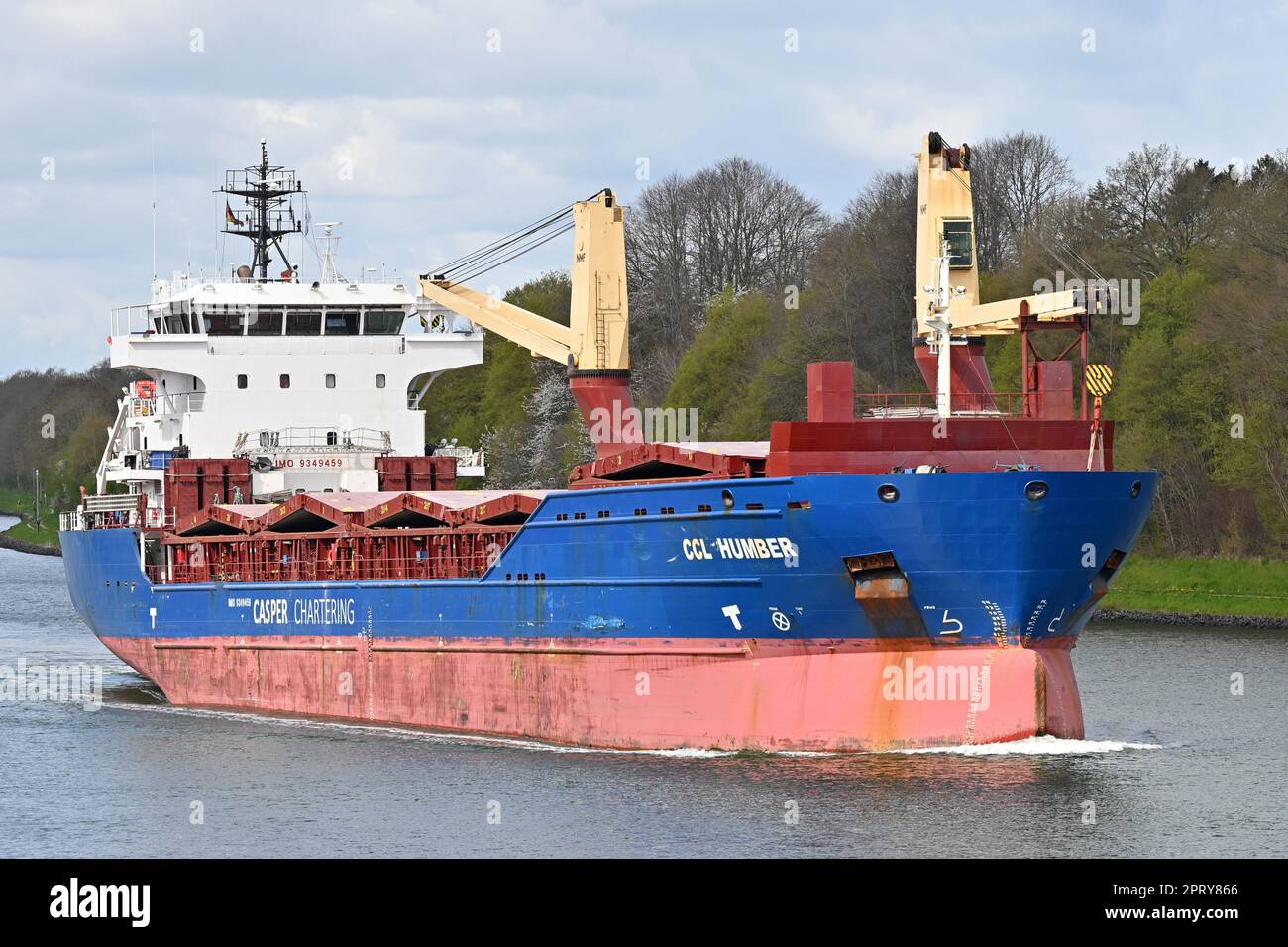 General Cargo Ship CCL HUMBER passing the Kiel Canal Stock Photo