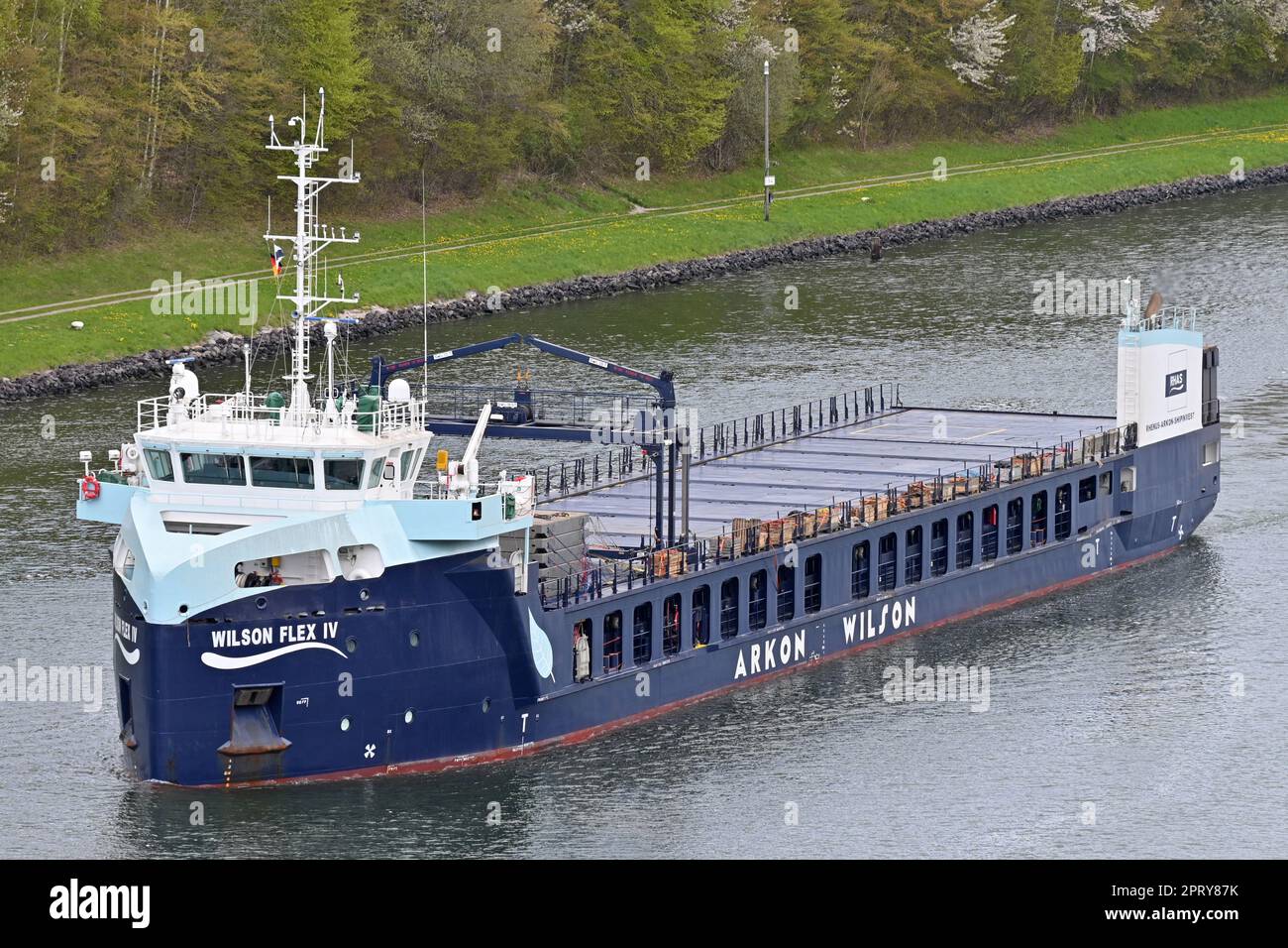 Genral Cargo Ship WILSON FLEX IV at the Kiel Canal Stock Photo