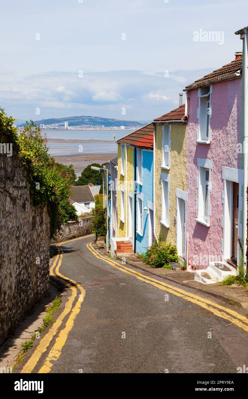 Colourful houses, Mumbles, Swansea, Wales Stock Photo Alamy