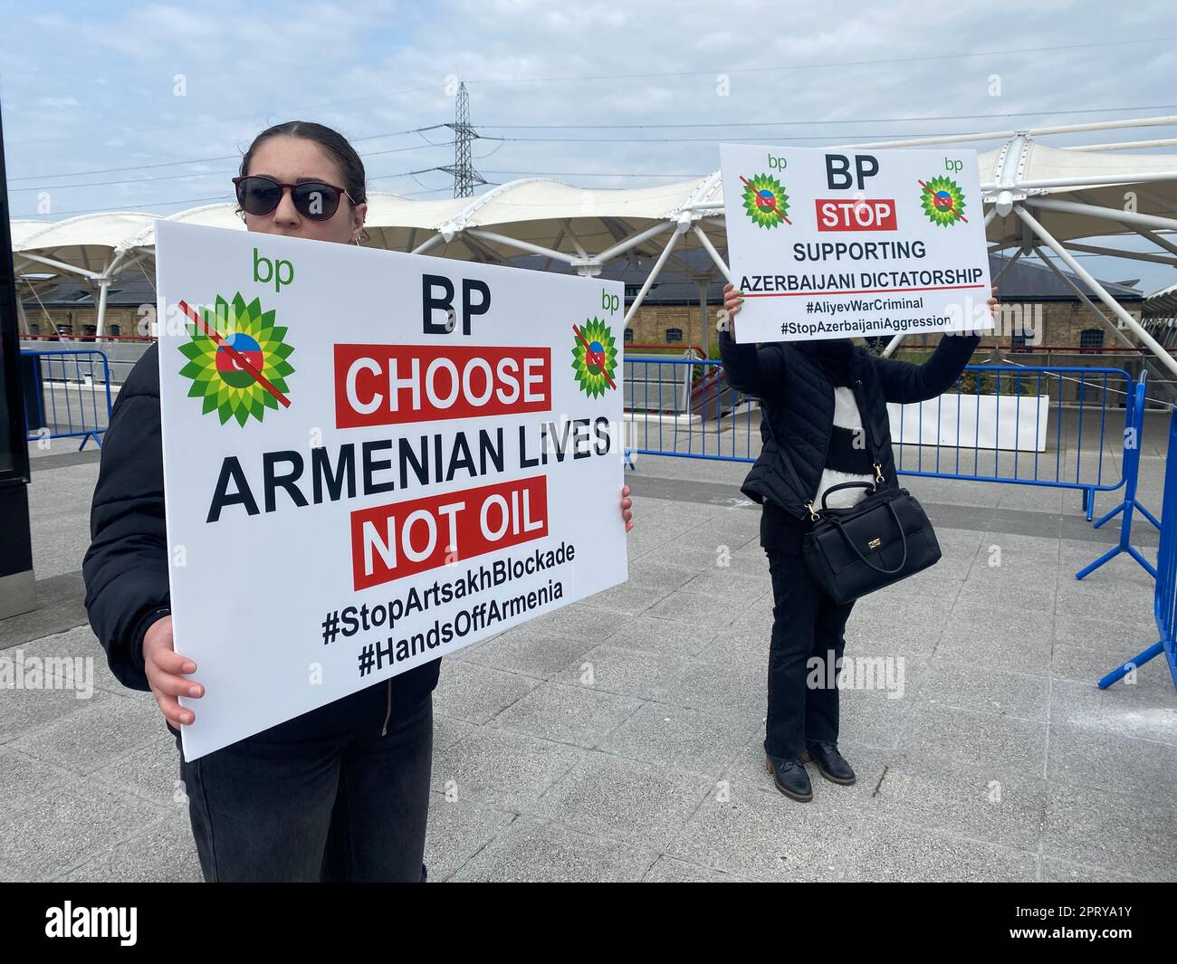 Members of British Armenian, a charitable organisation, holding