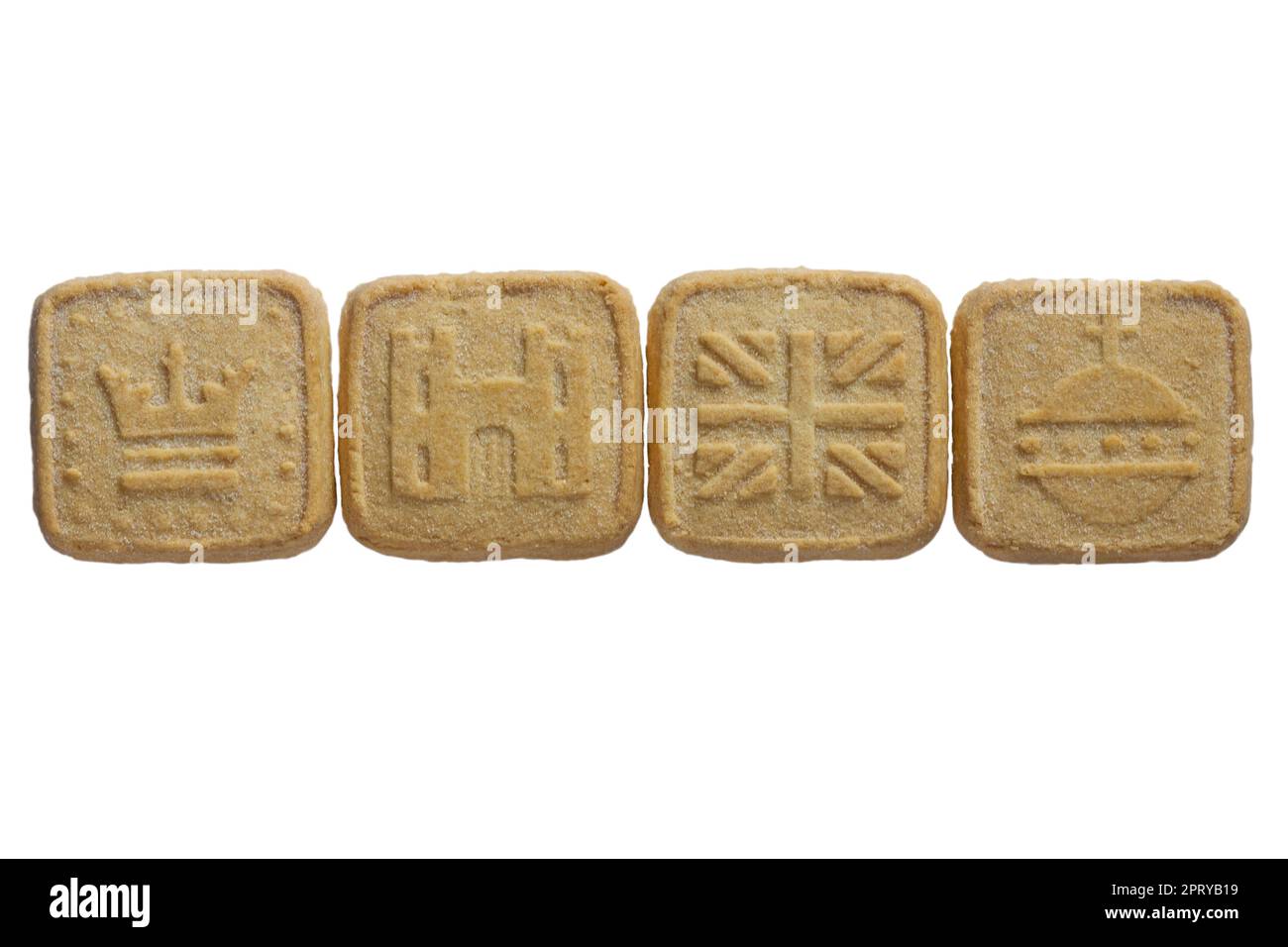 all butter shortbread biscuit to commemorate The Coronation of HM King Charles III 2023 from M&S isolated on white background Stock Photo