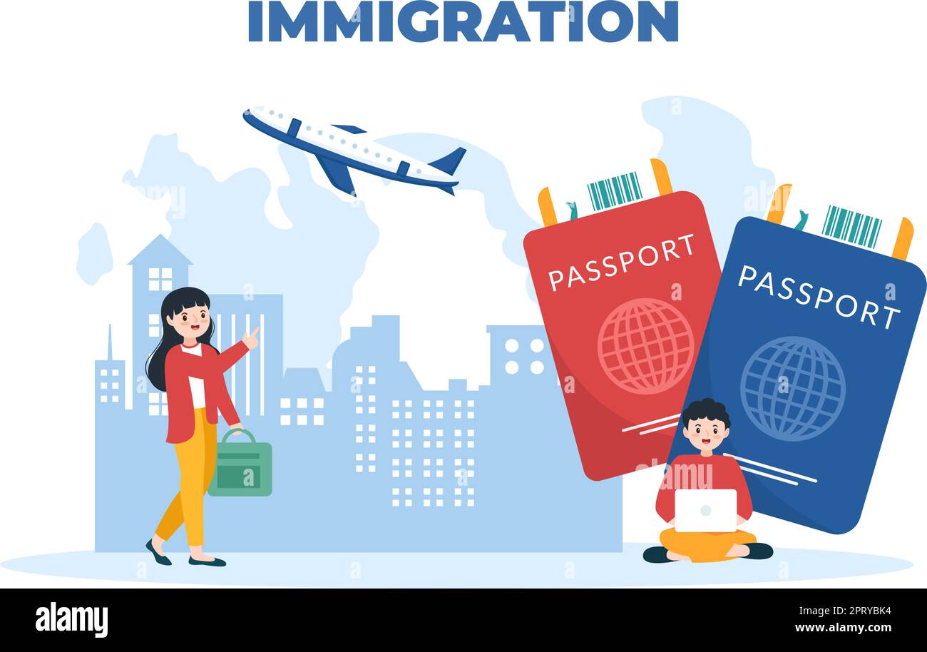 Immigration Template Hand Drawn Cartoon Flat Illustration of Document