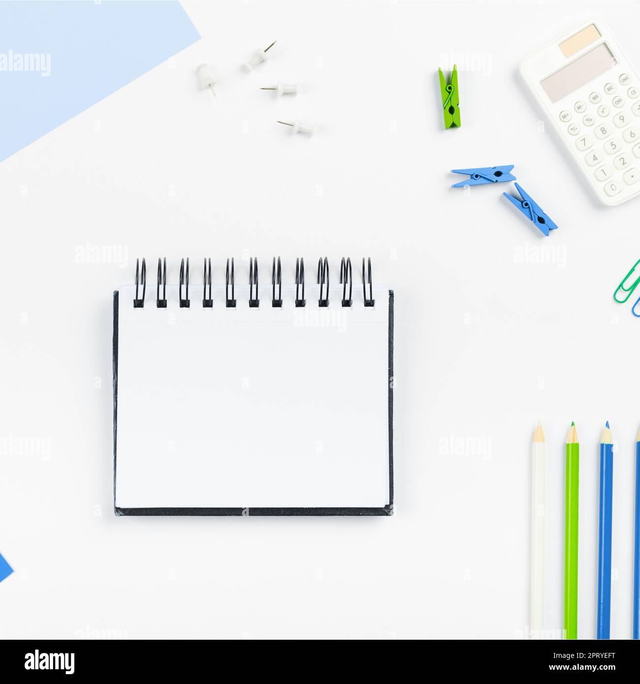 Office Supplies Over Desk With Keyboard And Glasses And Coffee Cup For Working Stock Photo
