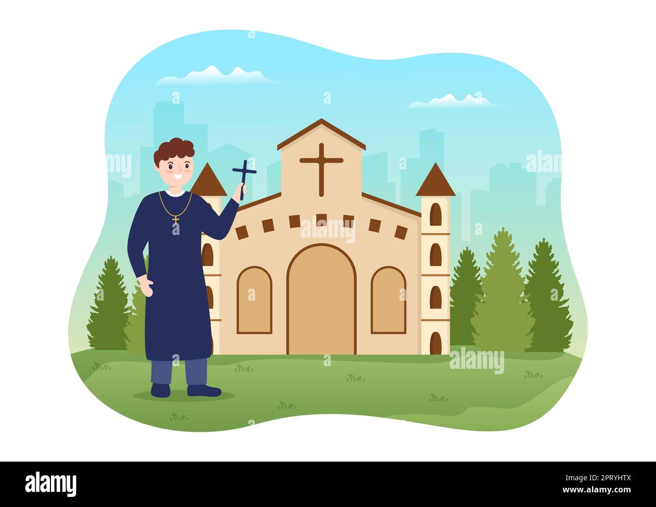 Pastor Giving a Sermon of God in Cassock at a Catholic Church from ...