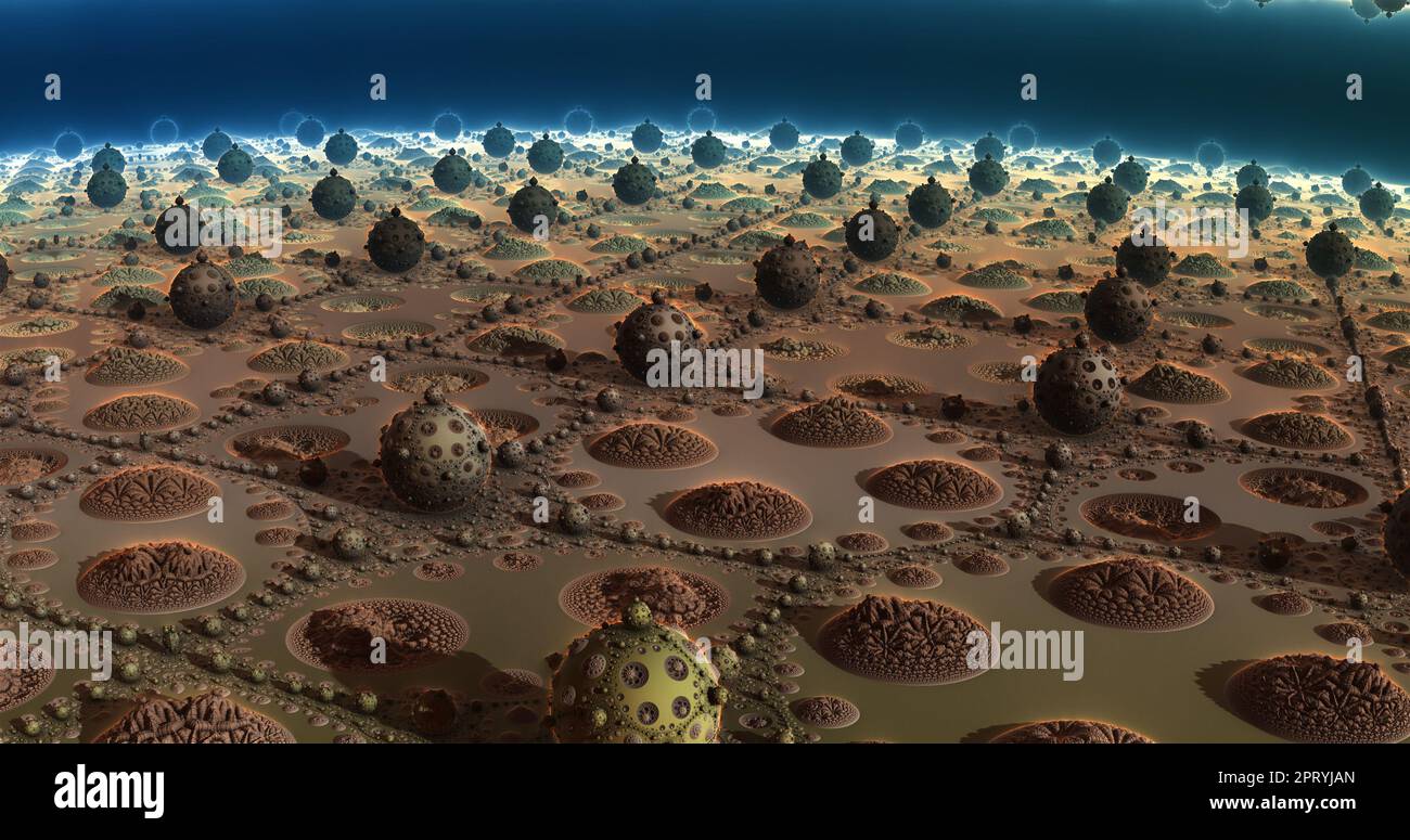 the surface of an alien planet under an alien sun 3d rendering Stock ...