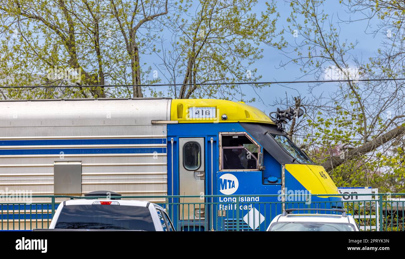 Train engine 416 at the Southampton station in southampton, ny Stock