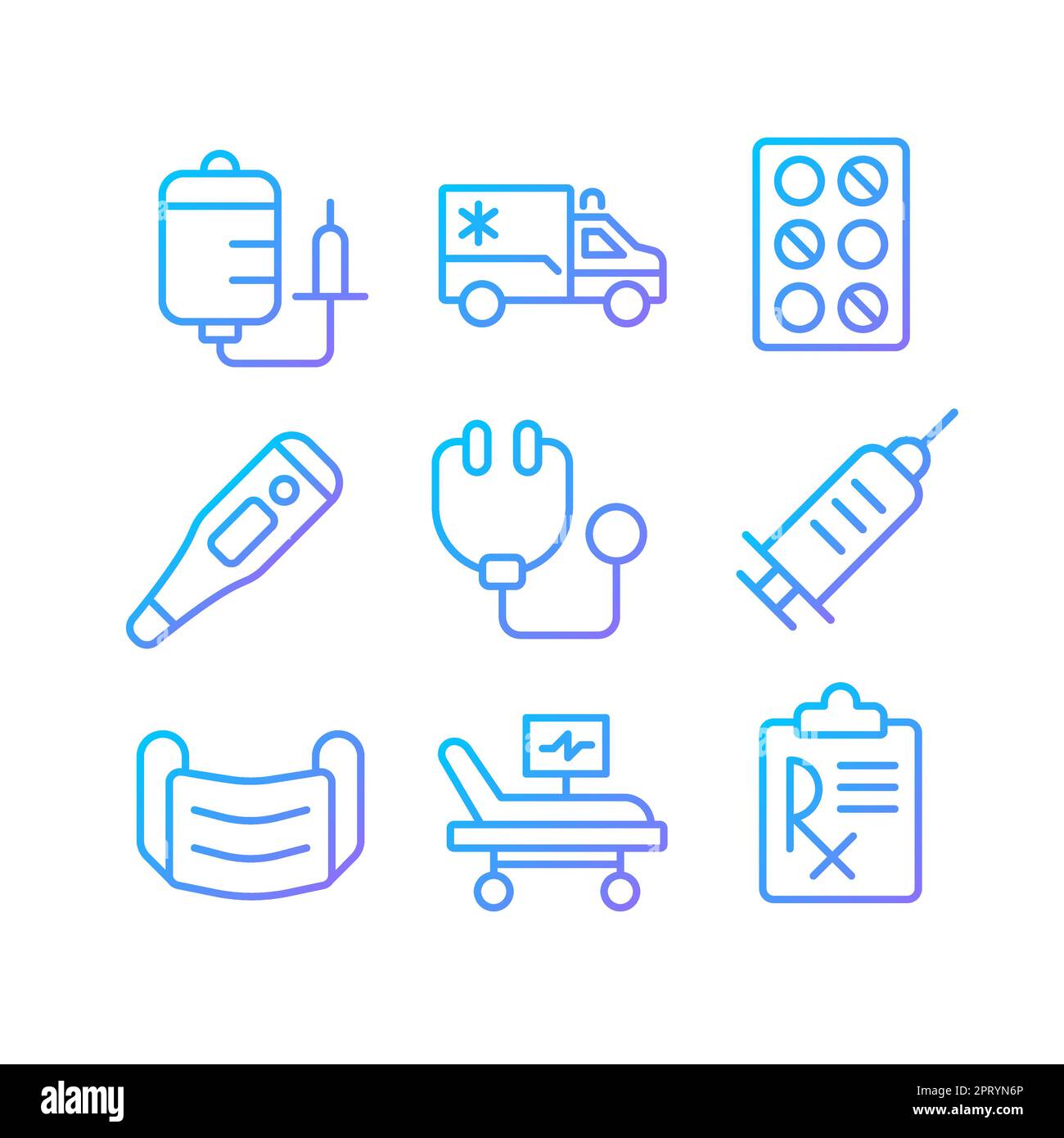 Medical equipment pixel perfect gradient linear vector icons set Stock ...