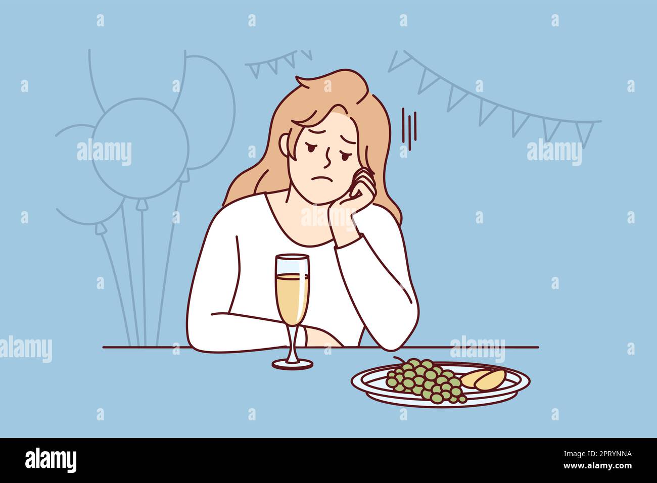 Bored girl feel lonely at party Stock Vector
