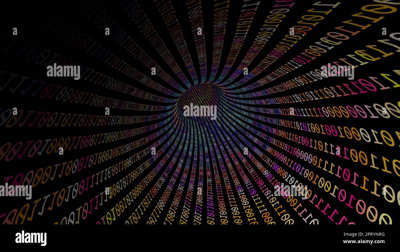Driving Through Binary Data Tunnel Stock Photo