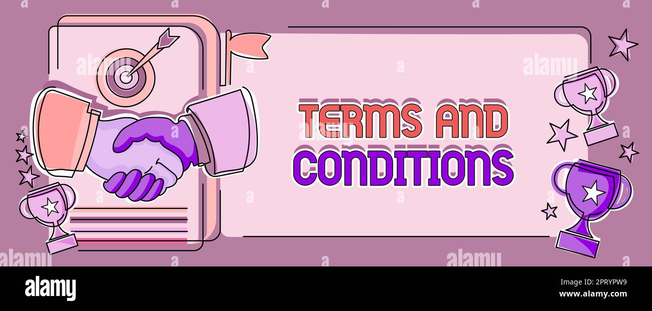 Conceptual display Terms And Conditions, Word for rules that apply 