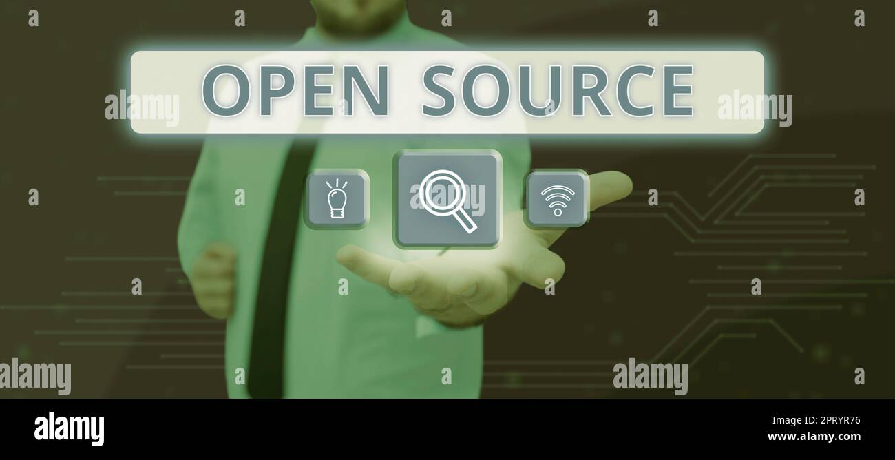 Sign displaying Open Source, Business approach contains the source code that can be modified and enhanced Stock Photo