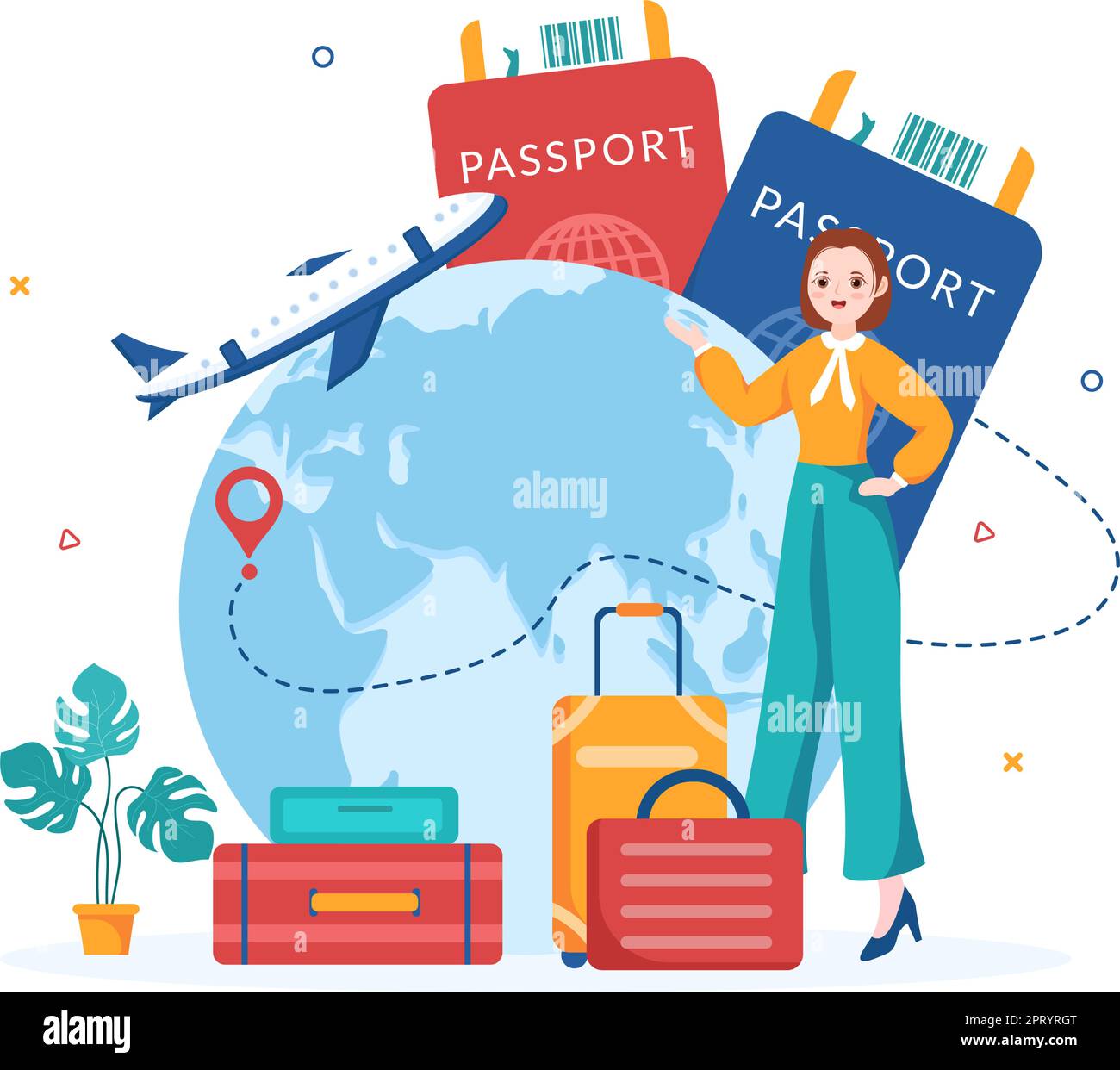 Immigration Template Hand Drawn Cartoon Flat Illustration of Document