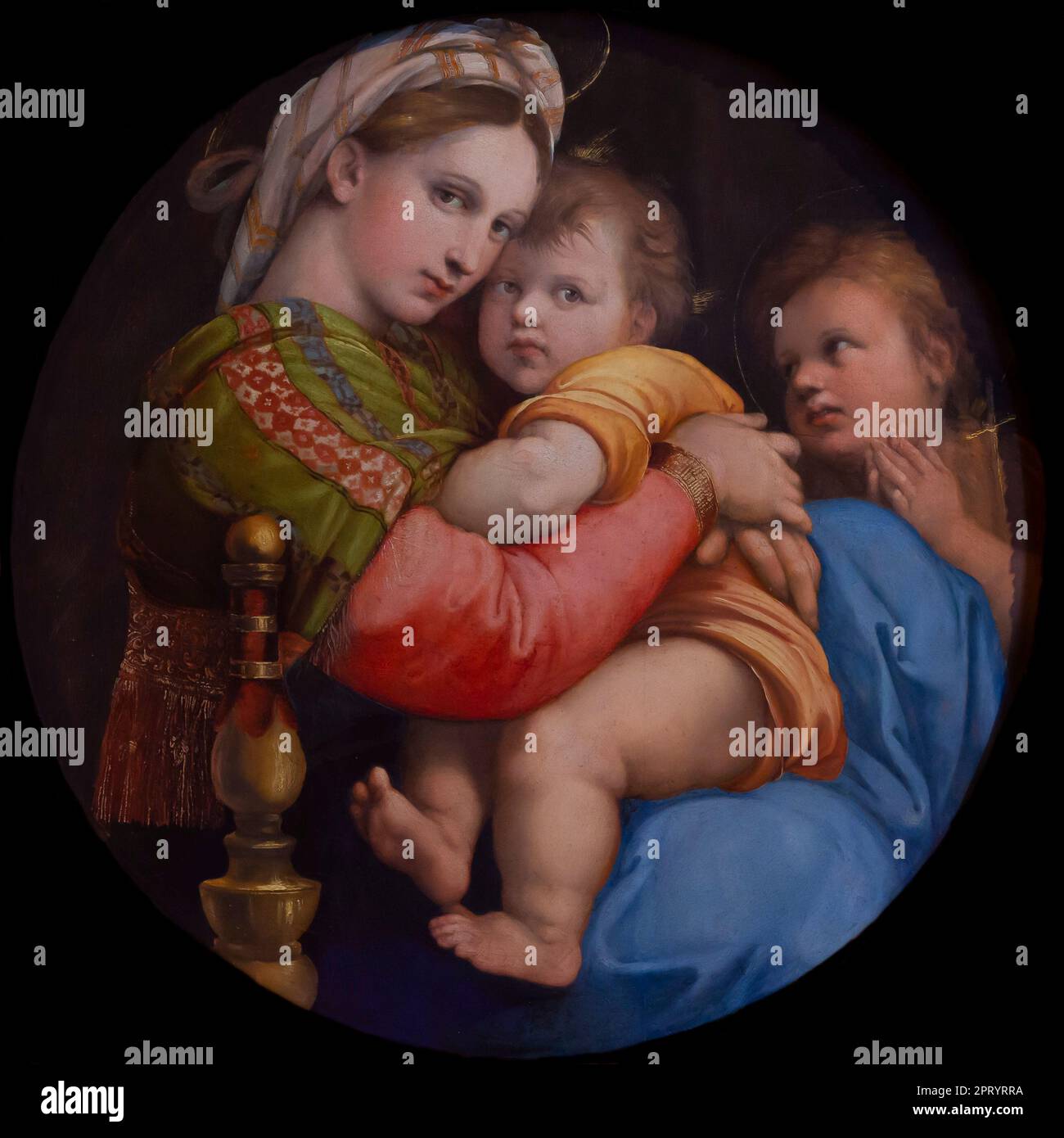 Madonna della Seggiola, Madonna della sedia, Madonna of the Chair, Raphael, 1514, Palatine Gallery, Pitti Palace, Palazzo Pitti, Florence, Tuscany, It Stock Photo