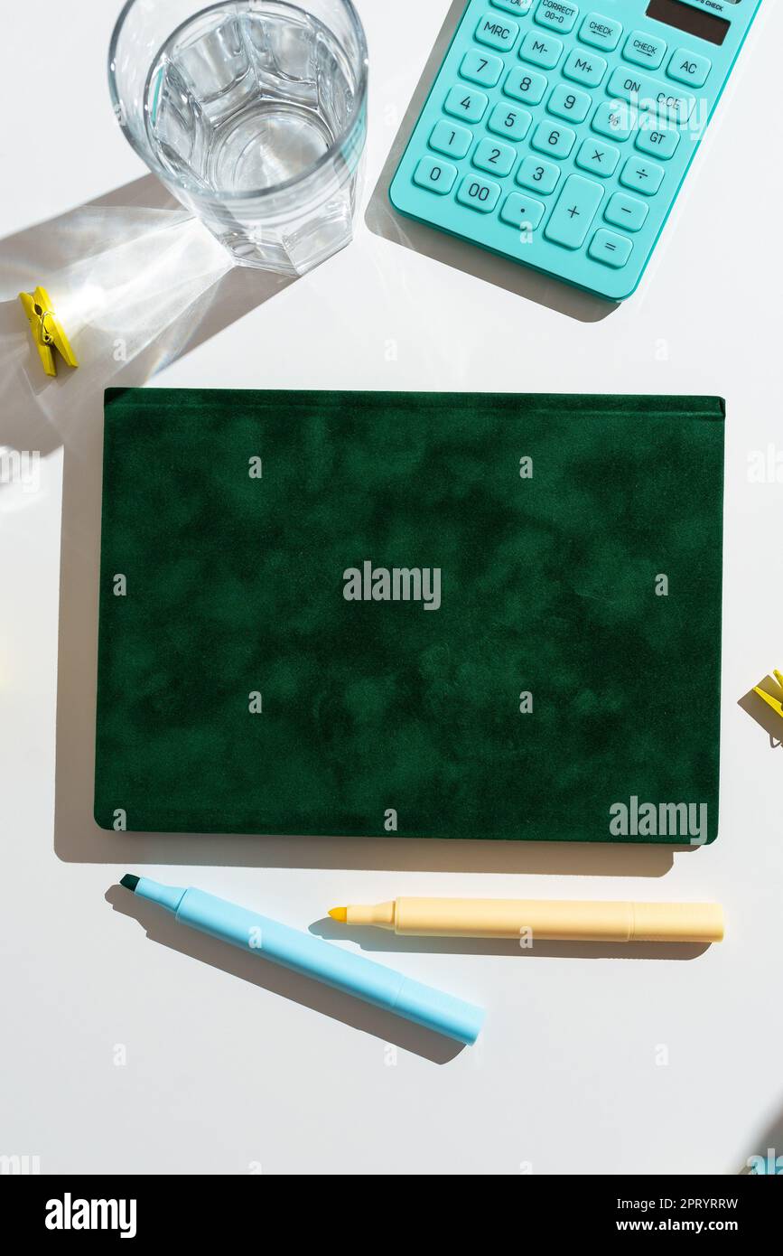 Multiple Assorted Collection Office Stationery Photo Placed Over Table Stock Photo