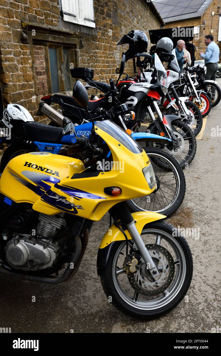 Motorcycle Static Display at Hook Norton Brewery Oxfordshire 23 rd April 2023 Stock Photo