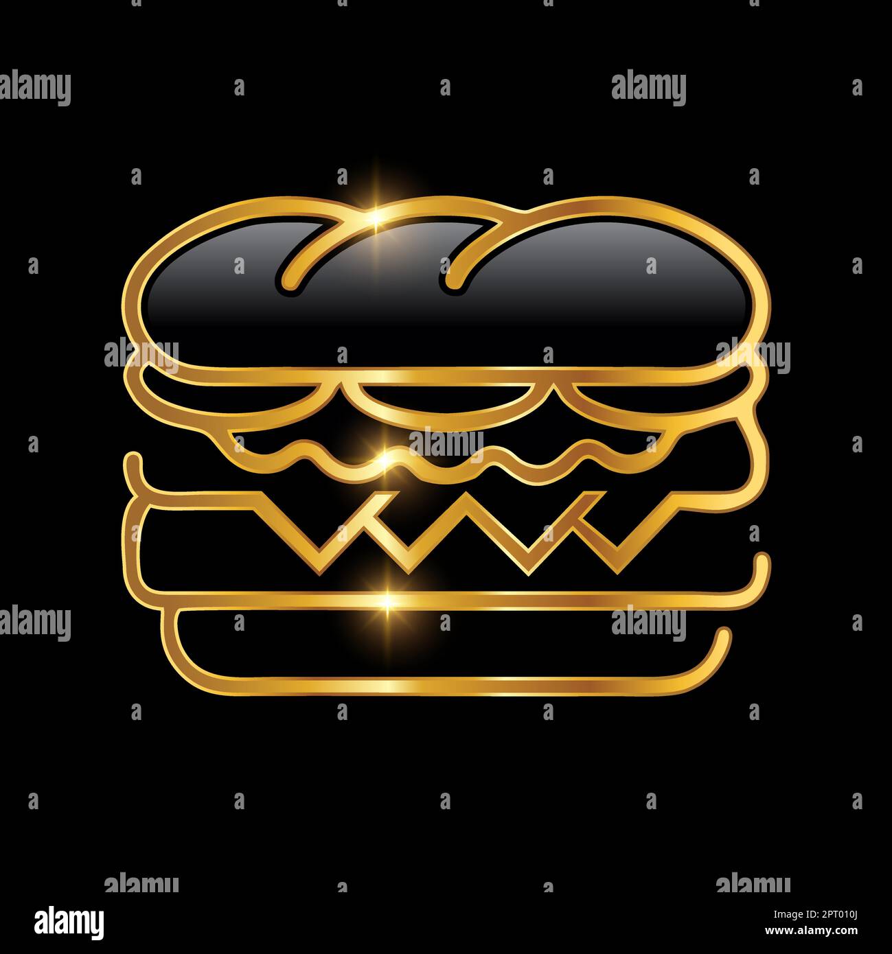 Golden Luxury Sandwich Vector Icon Stock Vector