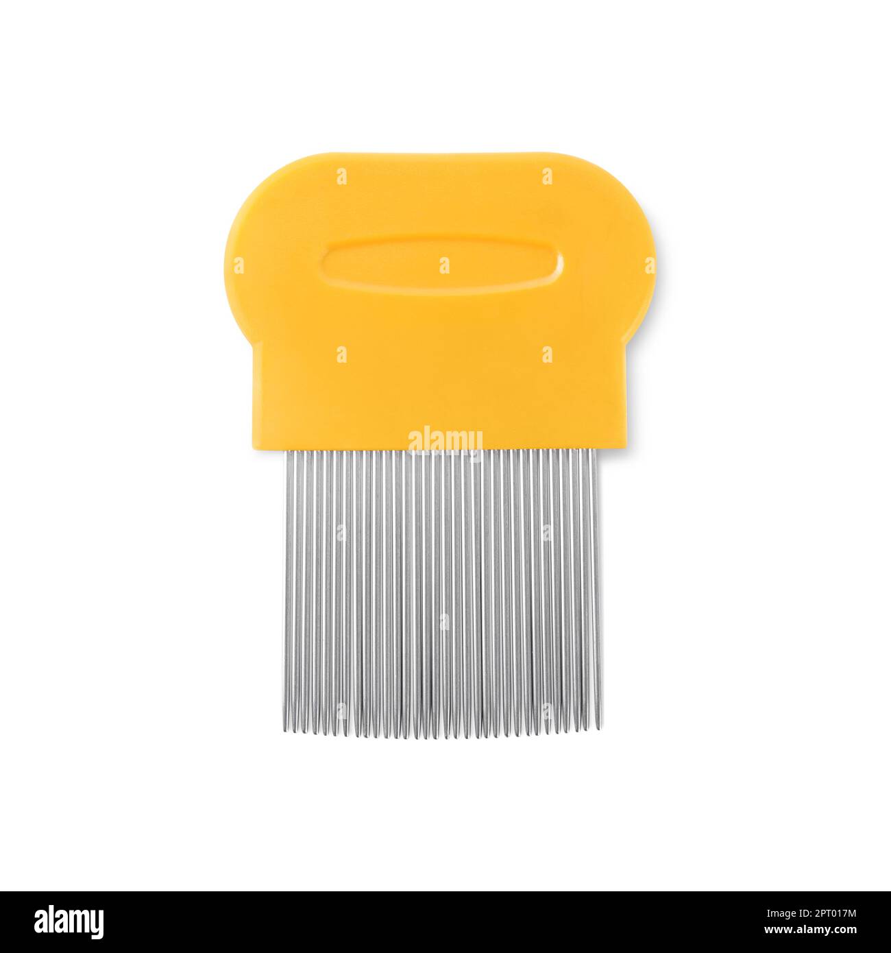 Metal comb for anti lice treatment on white background, top view Stock