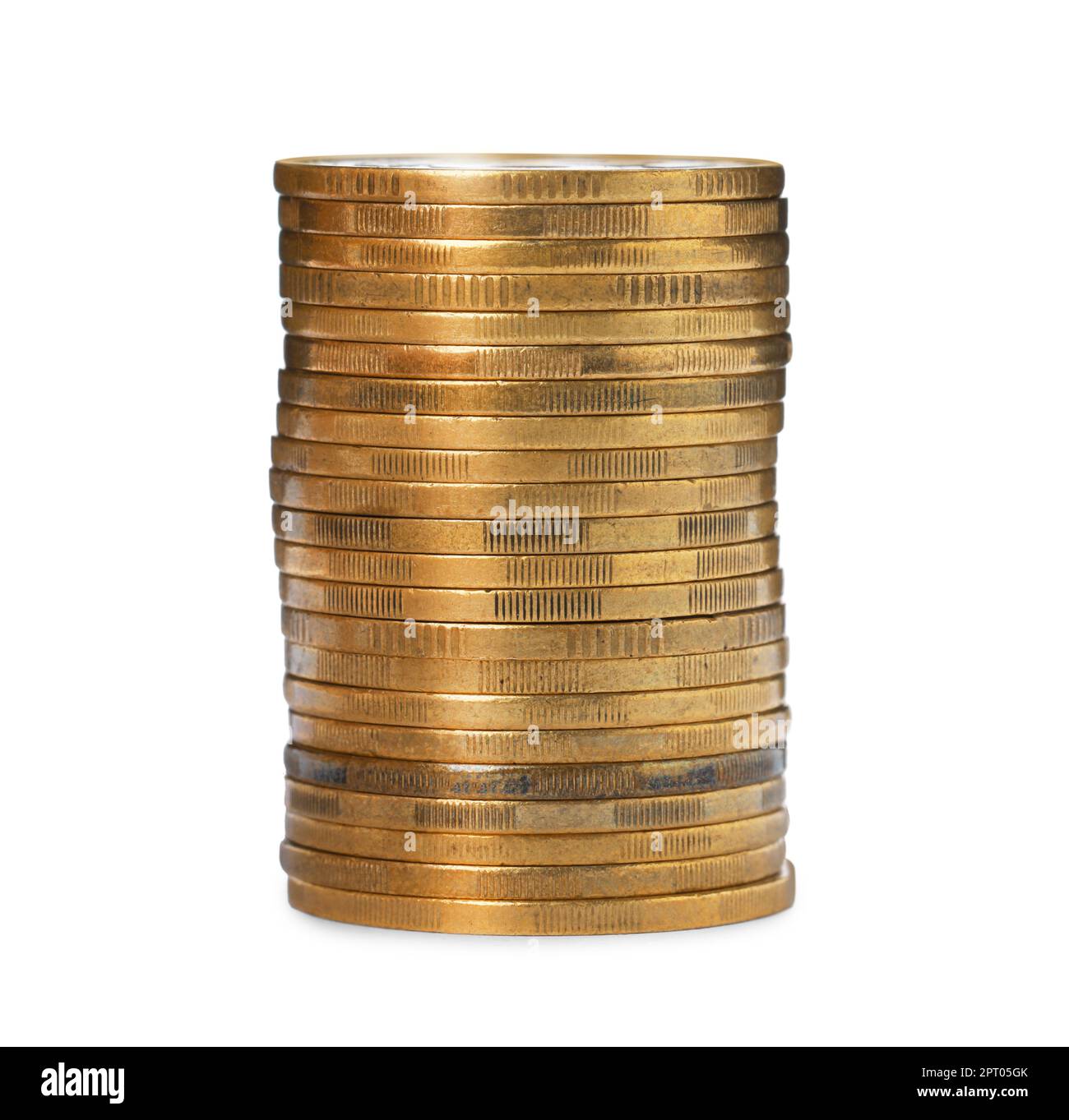 Stack of golden coins on white background Stock Photo - Alamy