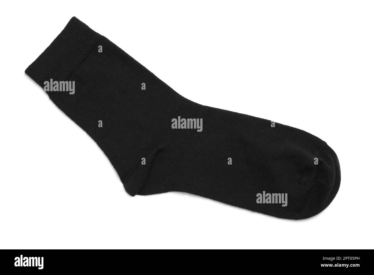 New black sock isolated on white, top view Stock Photo Alamy